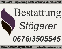 Print-Anzeige von: Stögerer GmbH, Bestattung