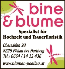 Print-Anzeige von: Bine & Blume, Blumenhandel Print-Anzeige von: Bine & Blume, Blumenhandel