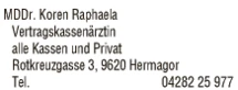 Print-Anzeige von: MDDr. Koren Raphaela