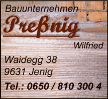 Print-Anzeige von: Preßnig, Willfried, Bauunternehmen