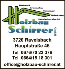 Print-Anzeige von: Schirrer GmbH, Holzbau