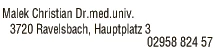 Print-Anzeige von: Malek, C., Dr.med.univ.