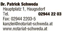 Print-Anzeige von: Schweda, Patrick Maximilian, Dr., Notare