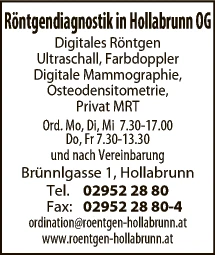 Print-Anzeige von: Röntgendiagnostik in Hollabrunn OG, FA f Radiologie