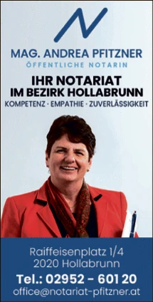 Print-Anzeige von: Mag. Andrea Pfitzner, öffentliche Notarin