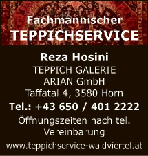 Print-Anzeige von: Teppich Galerie ARIAN Gmbh, Teppiche Print-Anzeige von: Teppich Galerie ARIAN Gmbh, Teppiche