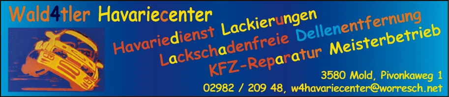 Print-Anzeige von: Waldviertler Havarie Center, Inh Worresch Andreas, Kfz-Reparaturen u Haveriedienst, alle Marken