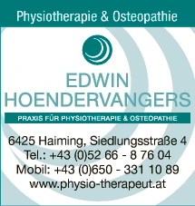 Print-Anzeige von: Hoendervangers, Edwin, Physiotherapie & Osteopathie