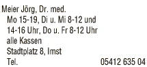 Print-Anzeige von: Meier, Jörg, Dr.med.univ., FA f Frauenheilkunde u Geburtshilfe
