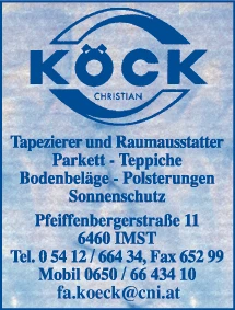 Print-Anzeige von: Köck, Christian, Tapezierer- u Raumausstatter