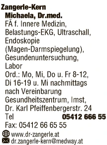 Print-Anzeige von: Zangerle-Kern, Michaela, Dr.med., FA f Innere Medizin
