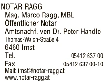 Print-Anzeige von: Ragg, Marco, Mag., öffentl. Notar