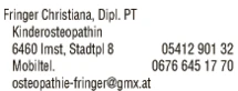 Print-Anzeige von: Fringer, Christiana, Osteopathie Print-Anzeige von: Fringer, Christiana, Osteopathie