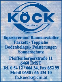 Print-Anzeige von: Köck Christian, Tapezierer und Raumausstatter