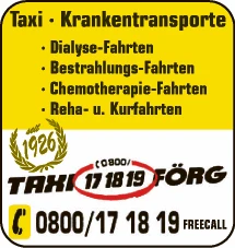 Print-Anzeige von: Förg, Walter, Taxi u Mietwagen