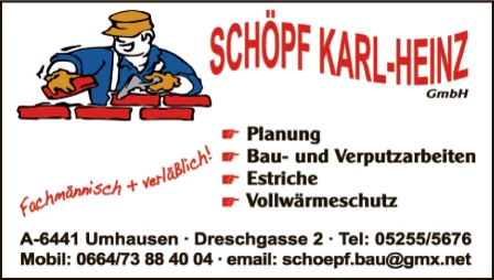 Print-Anzeige von: Schöpf Bau + Putz GmbH