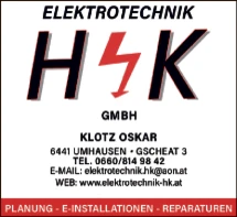 Print-Anzeige von: HK Elektrotechnik Print-Anzeige von: HK Elektrotechnik