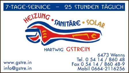 Print-Anzeige von: Heizung - Sanitär - Solar Hartwig Gstrein GmbH
