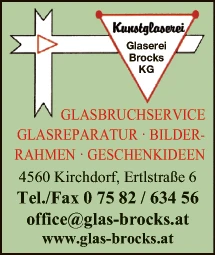 Print-Anzeige von: Glaserei Brocks KG, Glaserei