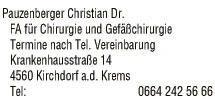 Print-Anzeige von: Pauzenberger, C., Dr.