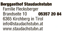 Print-Anzeige von: Berggasthof Staudachstubn e.U.
