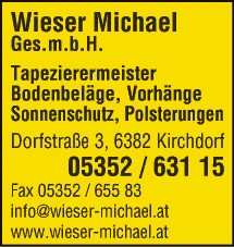 Print-Anzeige von: Wieser Michael GesmbH, Tapezierer