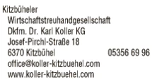 Print-Anzeige von: Kitzbüheler Wirtschaftstreuhandgesellschaft Dkfm. Dr. Karl Koller KG, Wirtschaftstreuhänder / Steuerberater
