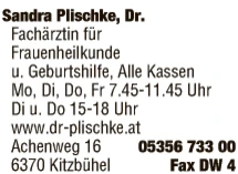 Print-Anzeige von: Plischke, Sandra, Dr.med., FA f Frauenheilkunde u Geburtshilfe
