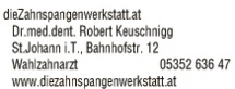 Print-Anzeige von: Keuschnigg, Robert, Dr., Zahnarzt