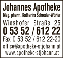 Print-Anzeige von: Johannes Apotheke, Apotheke