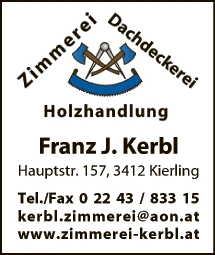 Print-Anzeige von: Kerbl, Franz Josef, Zimmerei und Holzhandlung