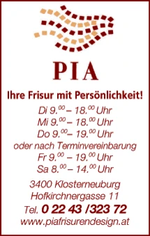 Print-Anzeige von: Frisurendesign Pia GmbH, Friseure