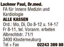 Print-Anzeige von: Lachner, Paul, Dr.med.