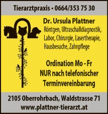 Print-Anzeige von: Plattner, Ursula, Dr., Tierarztpraxis