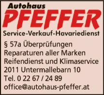 Print-Anzeige von: Autohaus Pfeffer