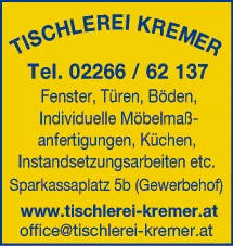 Print-Anzeige von: Kremer, Harald, Bau- u Möbeltischlerei