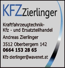 Print-Anzeige von: KFZ-Zierlinger Andreas Zierlinger e.U.