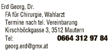 Print-Anzeige von: Dr. Georg Erd, FA für Chirurgie