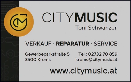 Print-Anzeige von: Schwanzer City Music, Musikgeschäft