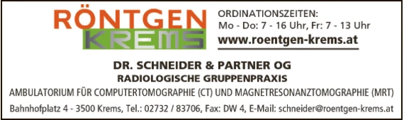 Print-Anzeige von: Dr. Schneider & Partner OG, Radiologische Gruppenpraxis