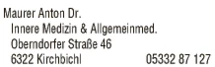 Print-Anzeige von: Maurer, Anton, Dr., FA f. Innere Medizin & Allgemeinmed.
