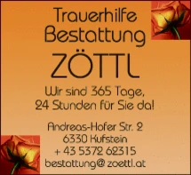 Print-Anzeige von: Zöttl, Florian, Bestattungsunternehmen