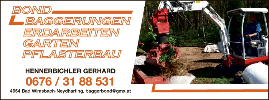Print-Anzeige von: Hennerbichler, Gerhard, Baggerunternehmen