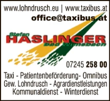 Print-Anzeige von: Haslinger, Stefan, Taxi Print-Anzeige von: Haslinger, Stefan, Taxi