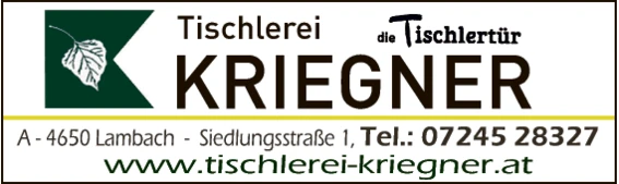 Print-Anzeige von: Kriegner, Hubert, Tischlerei
