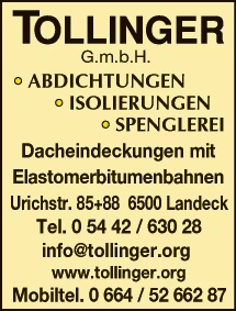 Print-Anzeige von: Tollinger GmbH, Dachdeckerei