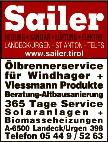 Print-Anzeige von: Sailer Werner + Günther GmbH, Heizungen