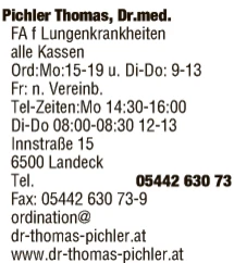 Print-Anzeige von: Pichler, Thomas, Dr. med., FA für Lungenkrankheiten