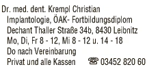 Print-Anzeige von: Krempl, Christian, Dr., FA f Zahn-, Mund- u Kieferheilkunde