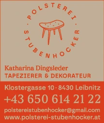 Print-Anzeige von: Polsterei Stubenhocker e.U., Katharina Dingsleder, Raumausstatter, Tapezierer u. Dekarateur